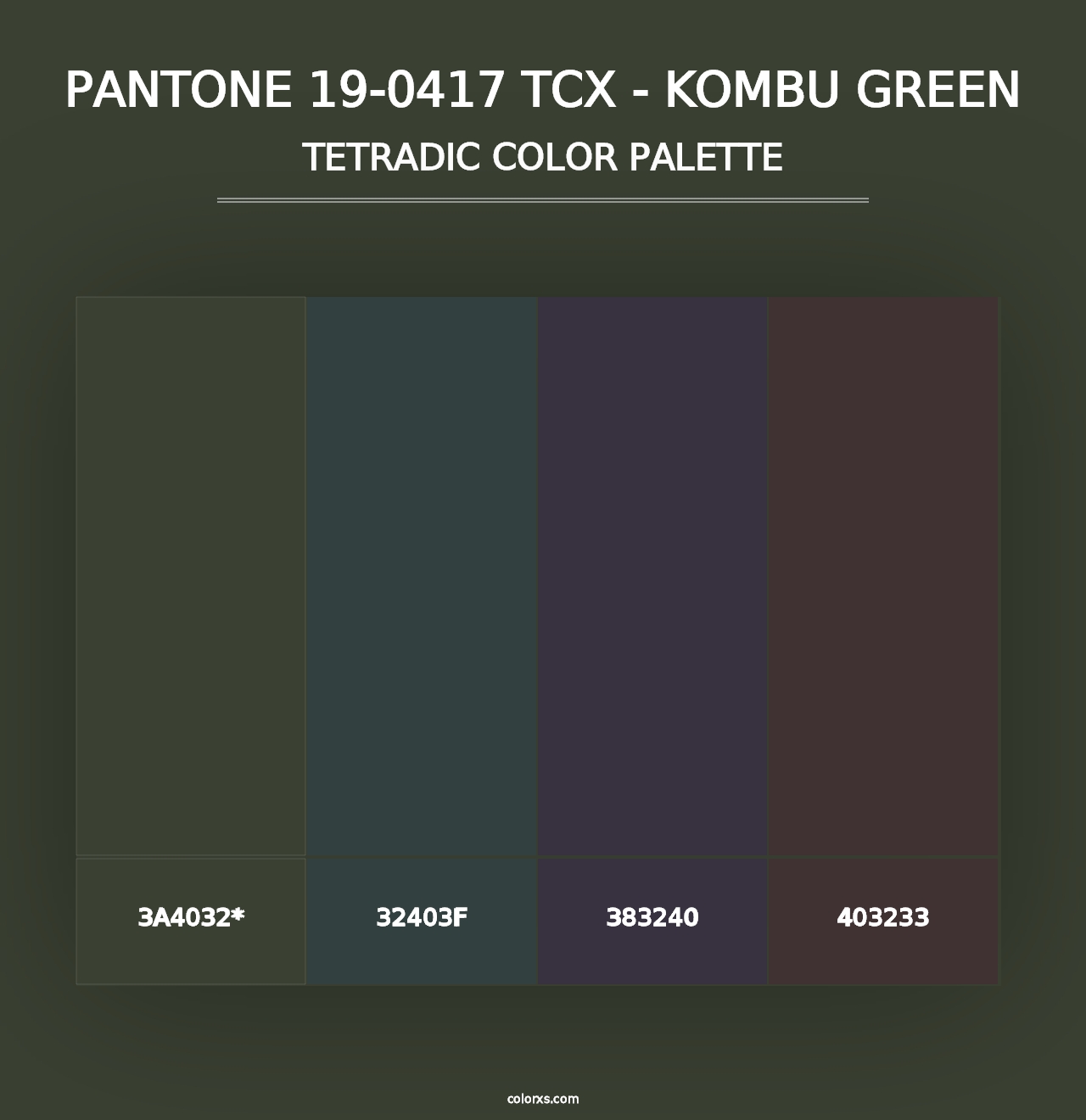 PANTONE 19-0417 TCX - Kombu Green - Tetradic Color Palette