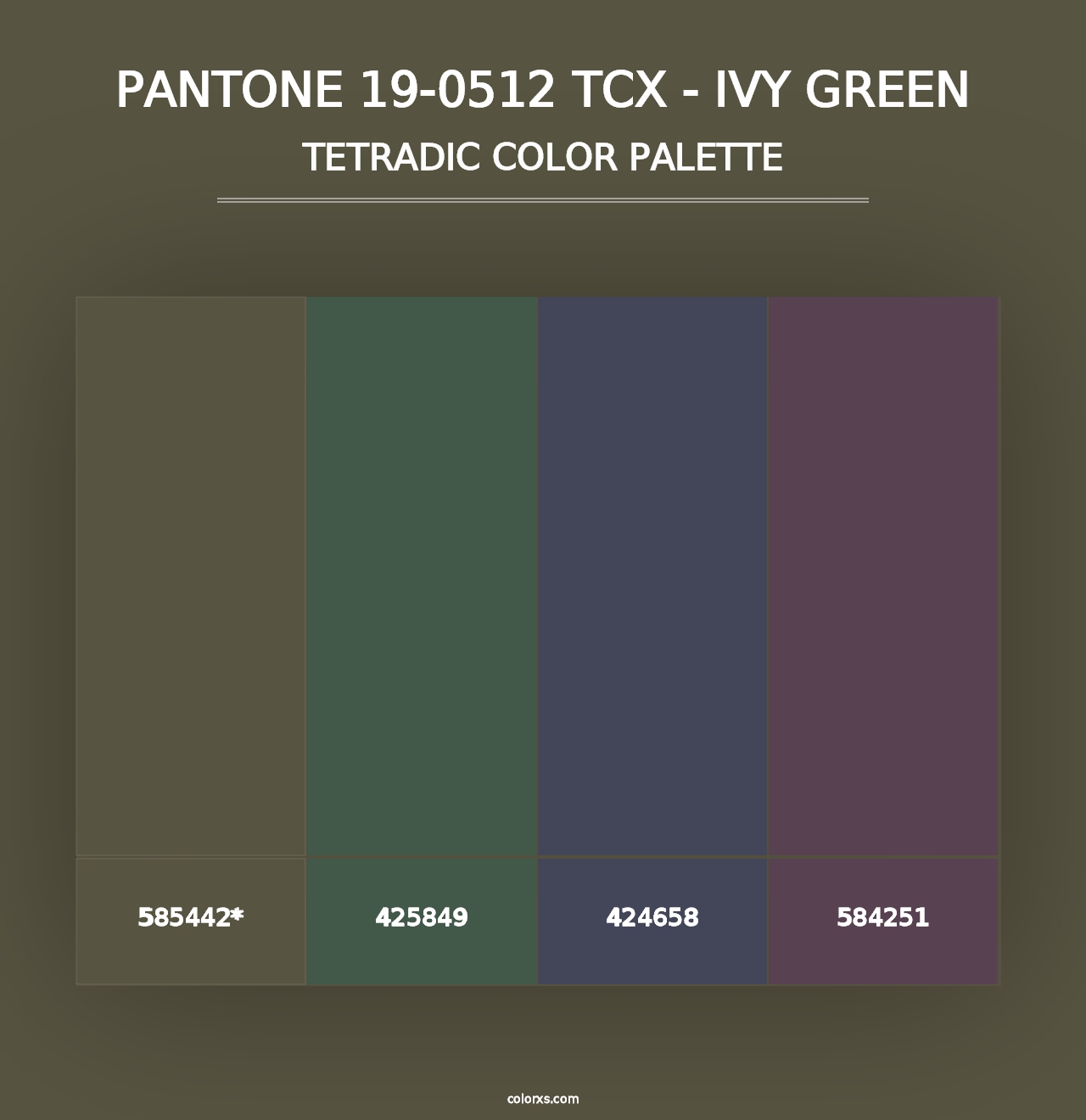 PANTONE 19-0512 TCX - Ivy Green - Tetradic Color Palette