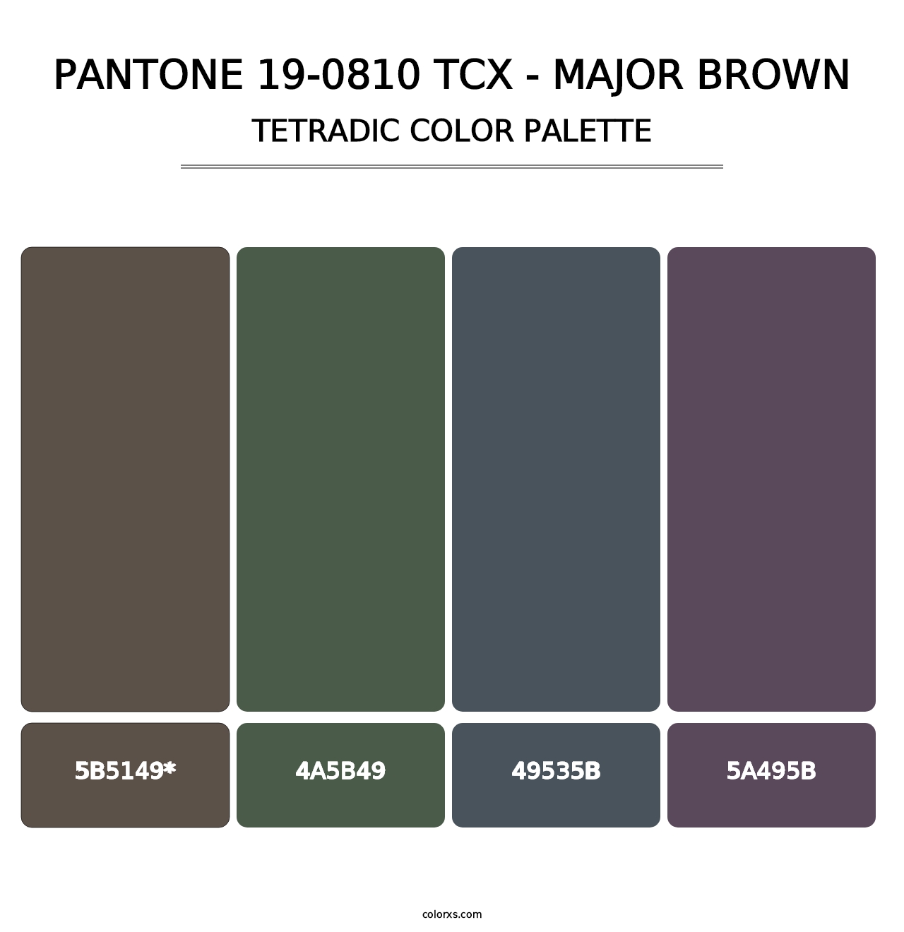 PANTONE 19-0810 TCX - Major Brown - Tetradic Color Palette