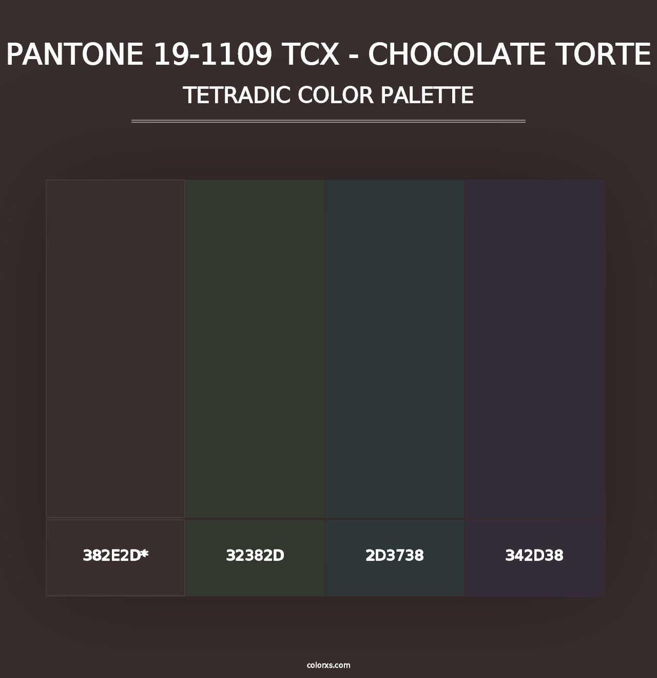 PANTONE 19-1109 TCX - Chocolate Torte - Tetradic Color Palette