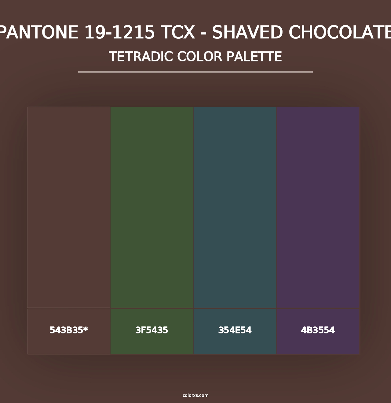 PANTONE 19-1215 TCX - Shaved Chocolate - Tetradic Color Palette