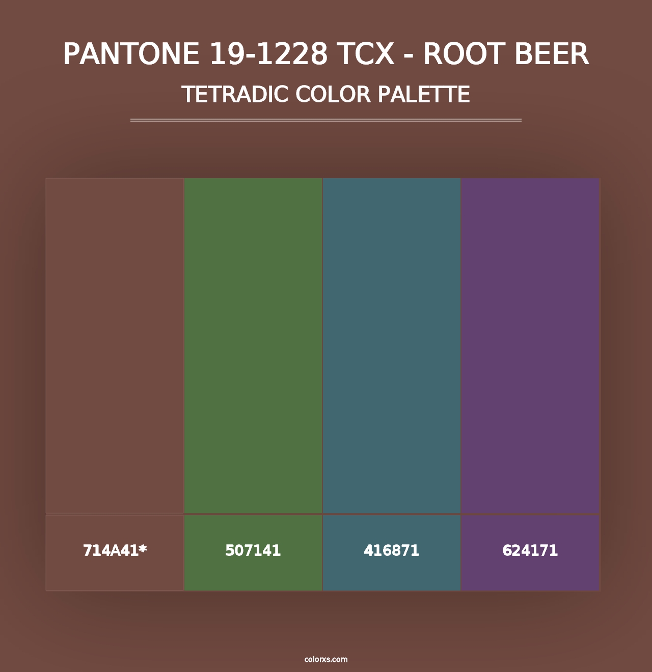 PANTONE 19-1228 TCX - Root Beer - Tetradic Color Palette