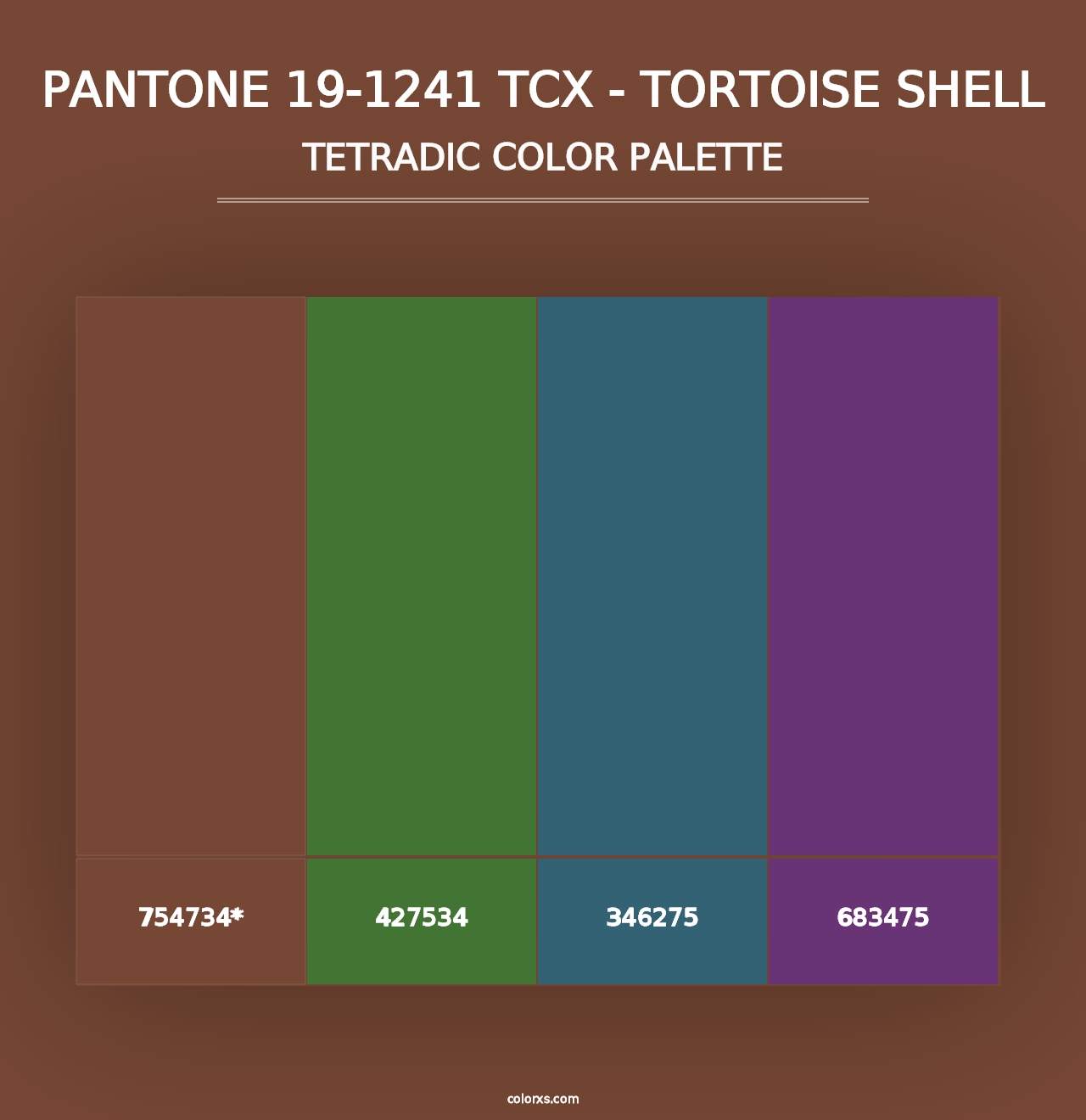 PANTONE 19-1241 TCX - Tortoise Shell - Tetradic Color Palette