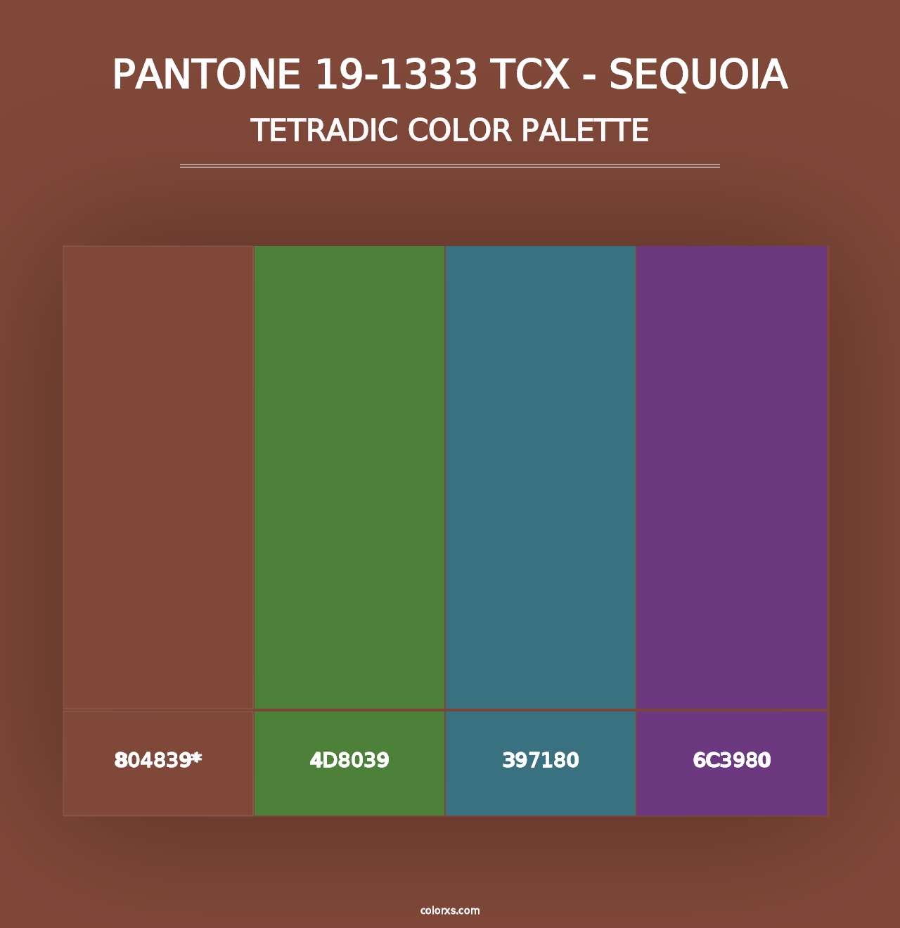 PANTONE 19-1333 TCX - Sequoia - Tetradic Color Palette