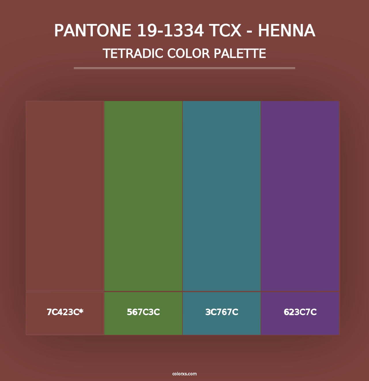 PANTONE 19-1334 TCX - Henna - Tetradic Color Palette