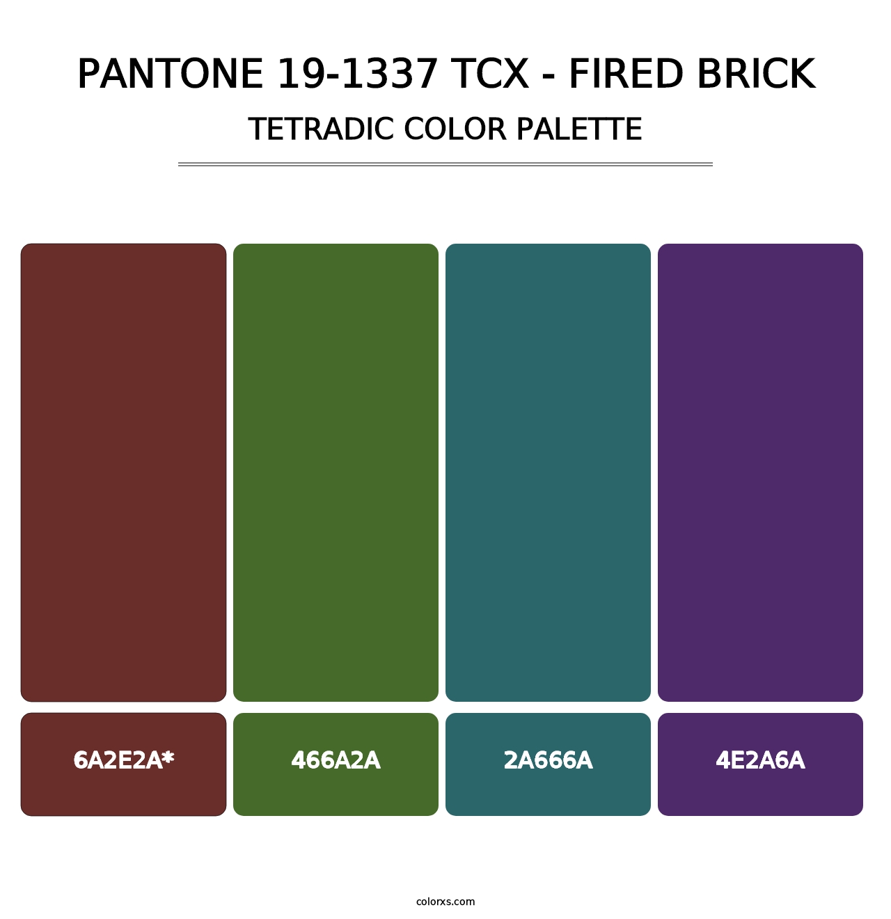 PANTONE 19-1337 TCX - Fired Brick - Tetradic Color Palette