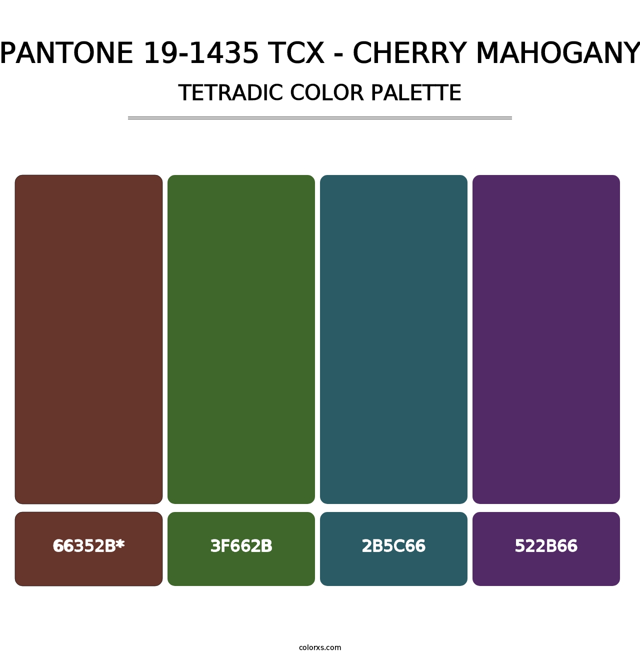 PANTONE 19-1435 TCX - Cherry Mahogany - Tetradic Color Palette