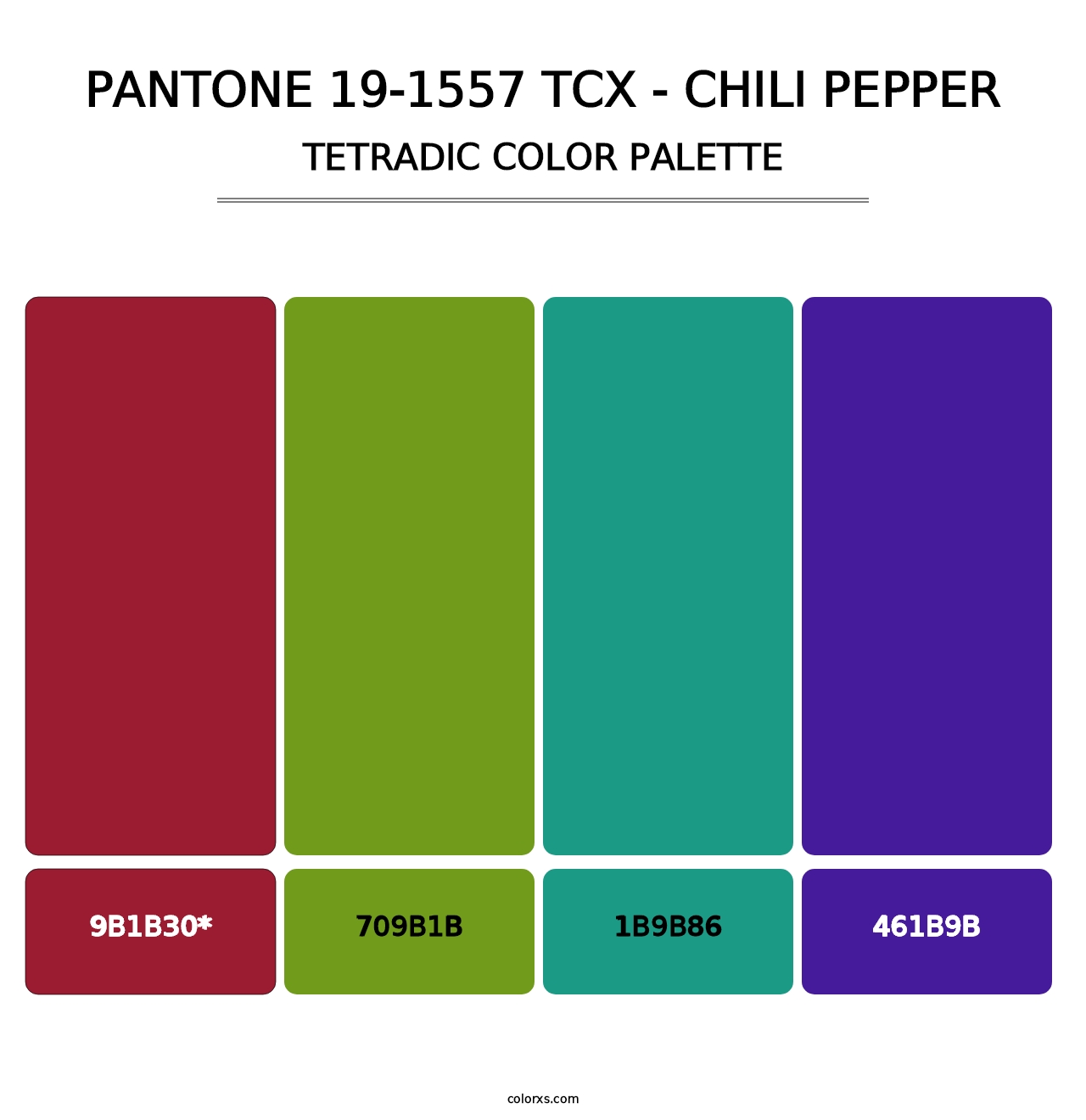 PANTONE 19-1557 TCX - Chili Pepper - Tetradic Color Palette