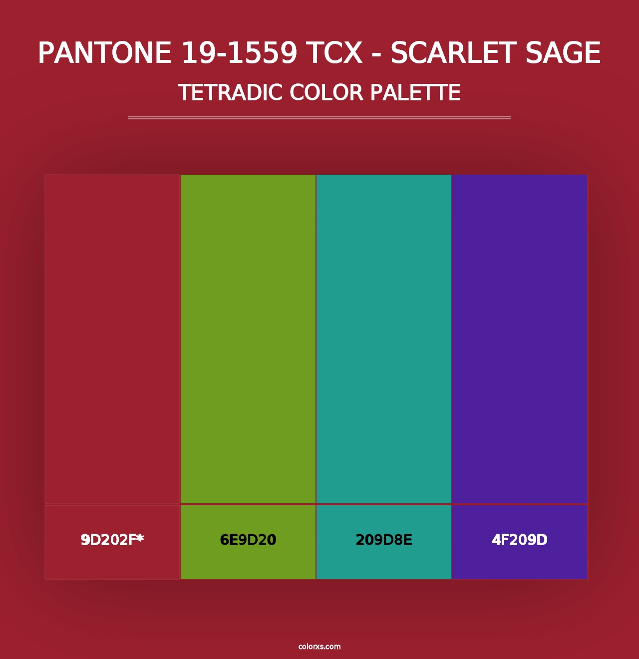 PANTONE 19-1559 TCX - Scarlet Sage - Tetradic Color Palette