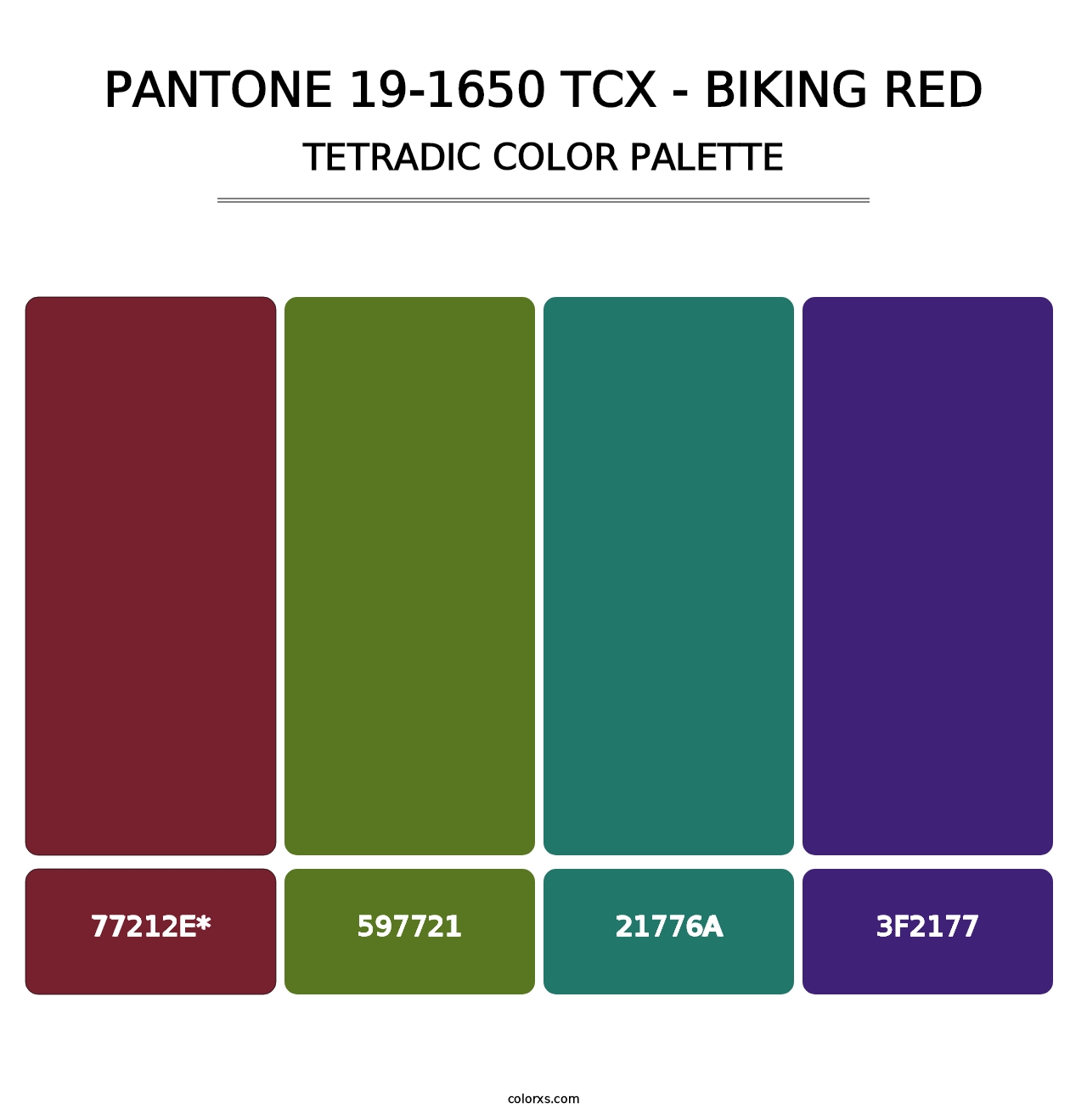 PANTONE 19-1650 TCX - Biking Red - Tetradic Color Palette