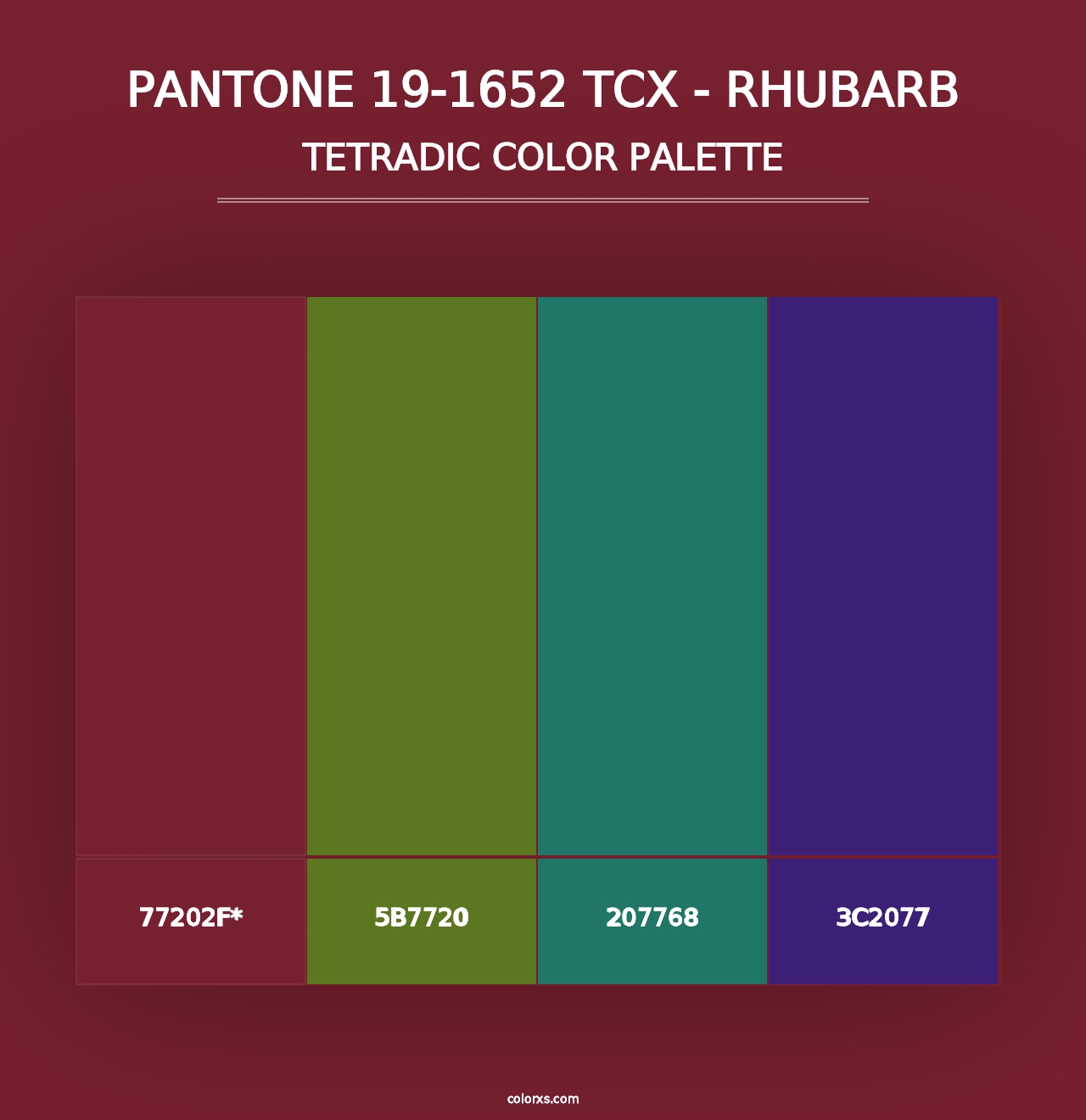 PANTONE 19-1652 TCX - Rhubarb - Tetradic Color Palette