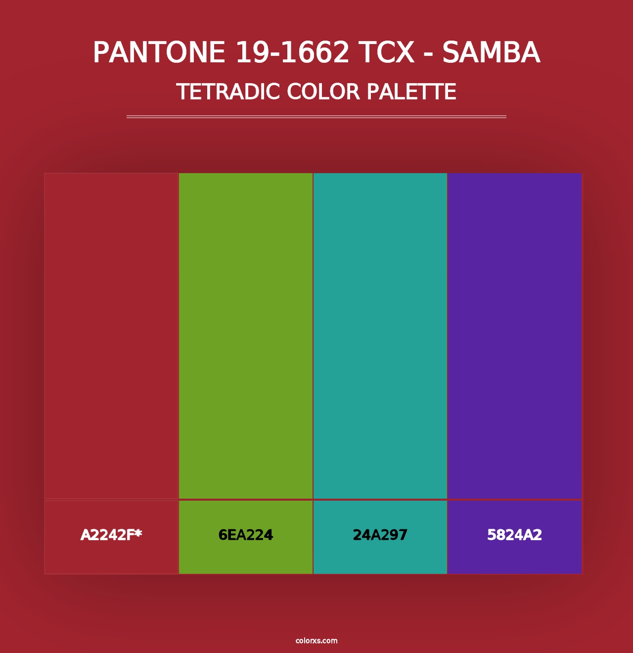 PANTONE 19-1662 TCX - Samba - Tetradic Color Palette