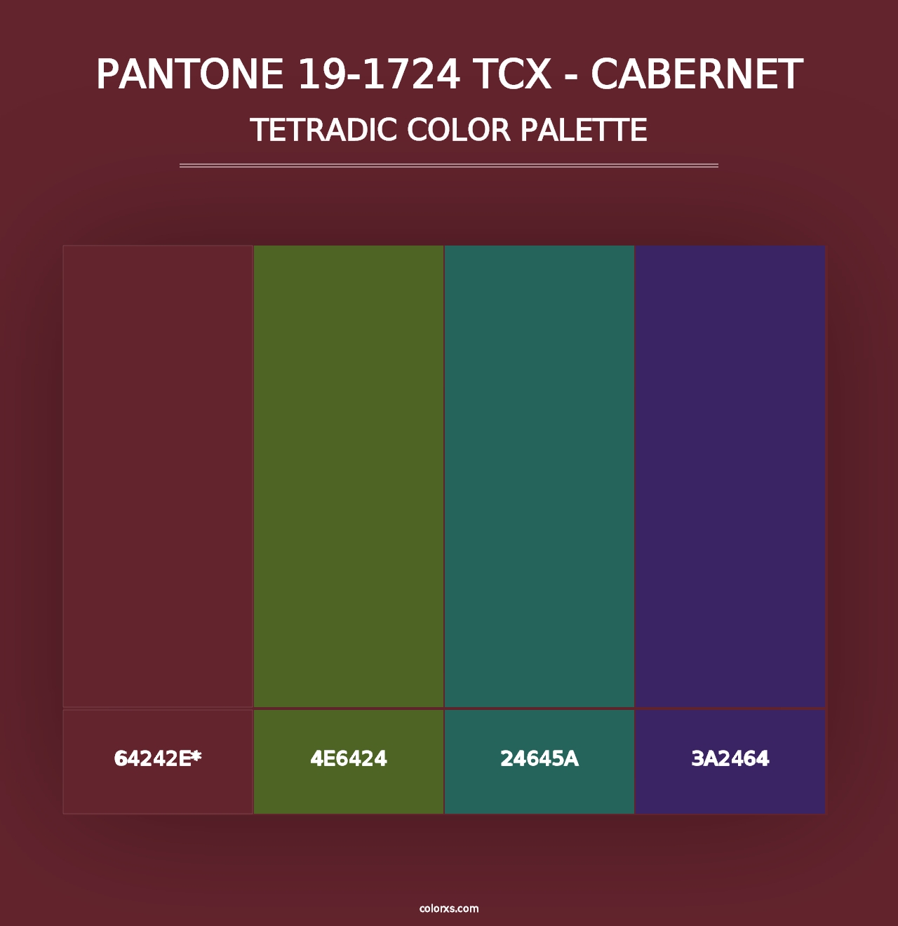 PANTONE 19-1724 TCX - Cabernet - Tetradic Color Palette