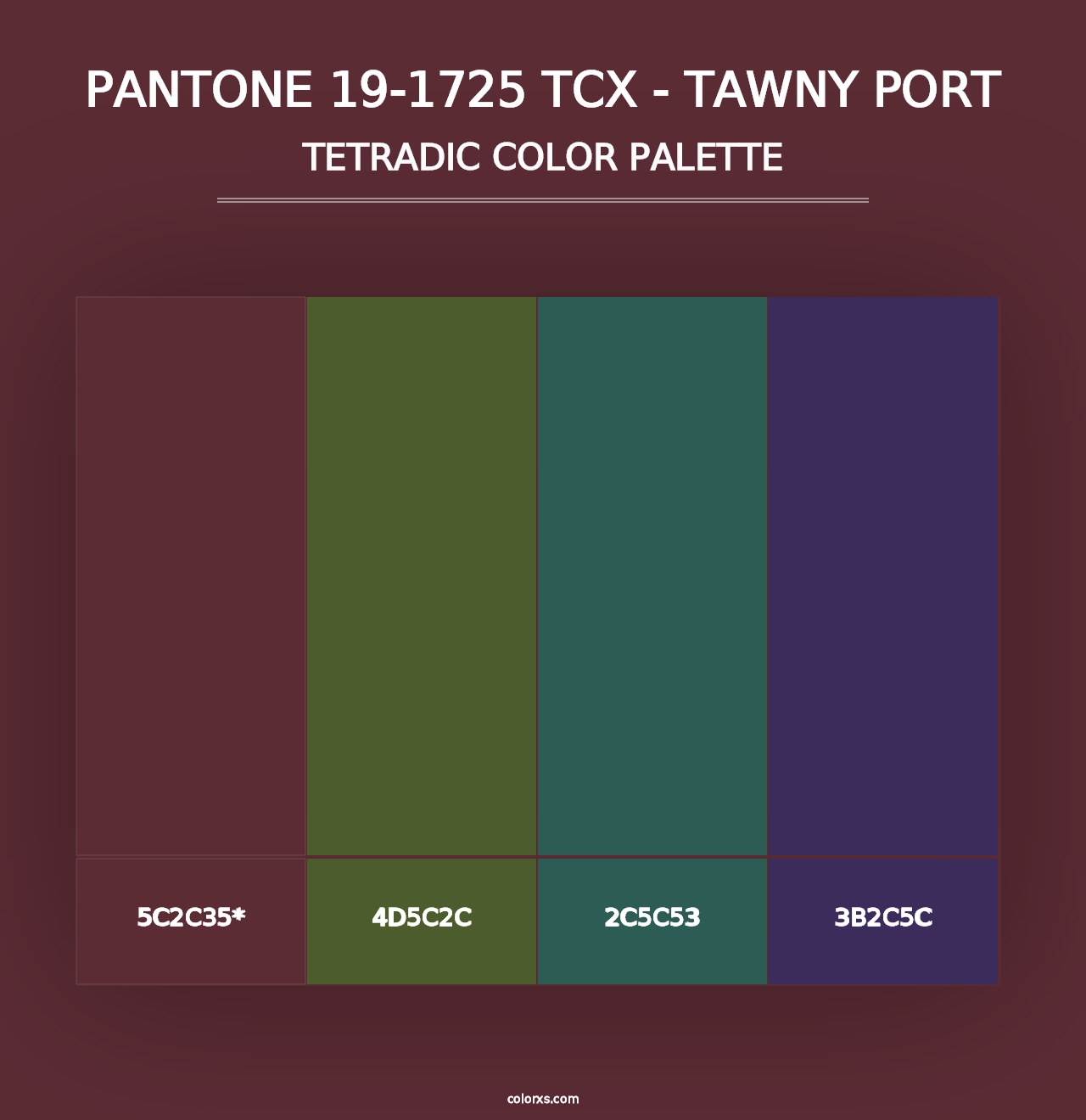 PANTONE 19-1725 TCX - Tawny Port - Tetradic Color Palette