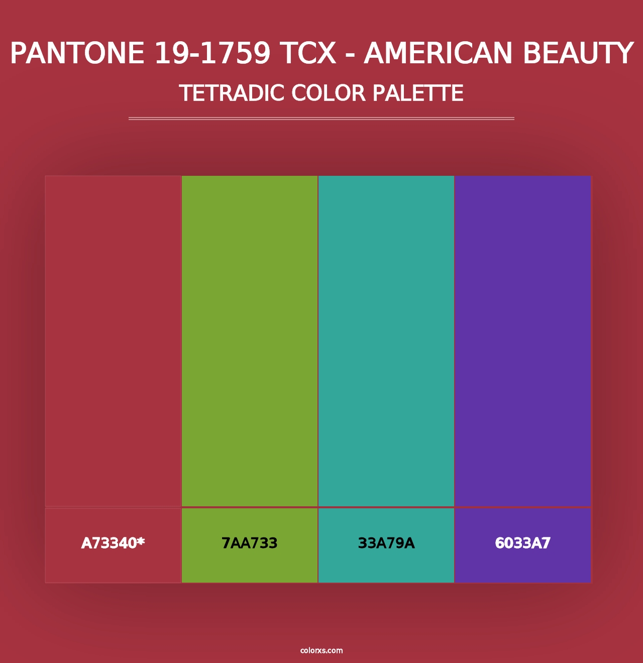 PANTONE 19-1759 TCX - American Beauty - Tetradic Color Palette