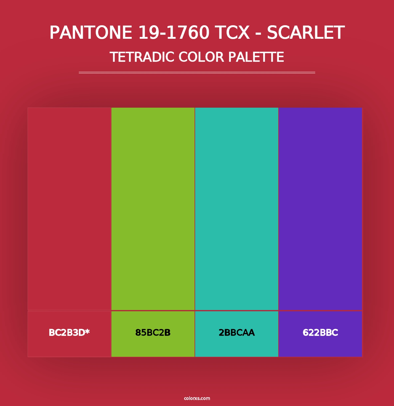 PANTONE 19-1760 TCX - Scarlet - Tetradic Color Palette