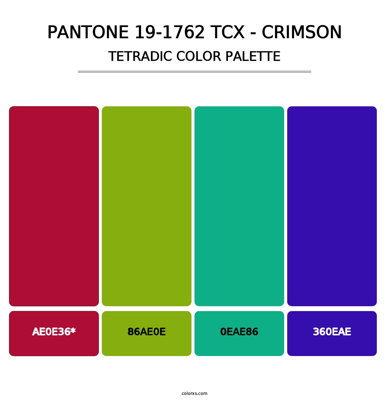 PANTONE 19-1762 TCX - Crimson - Tetradic Color Palette