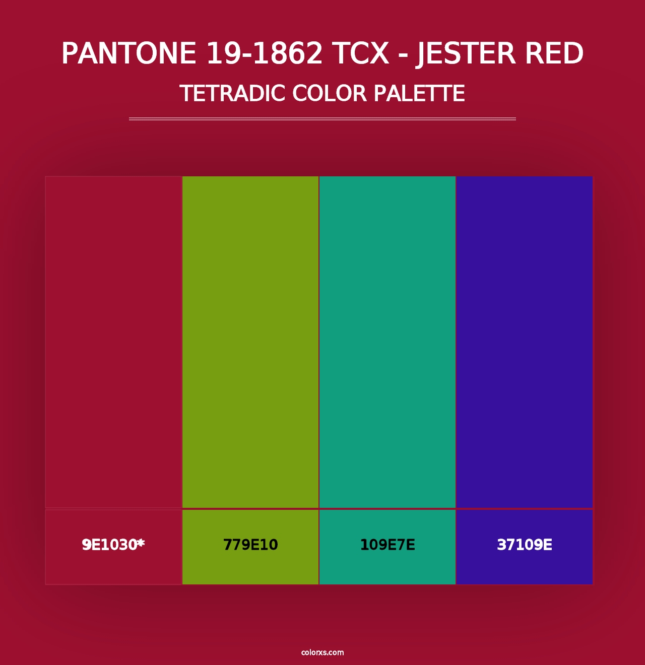 PANTONE 19-1862 TCX - Jester Red - Tetradic Color Palette