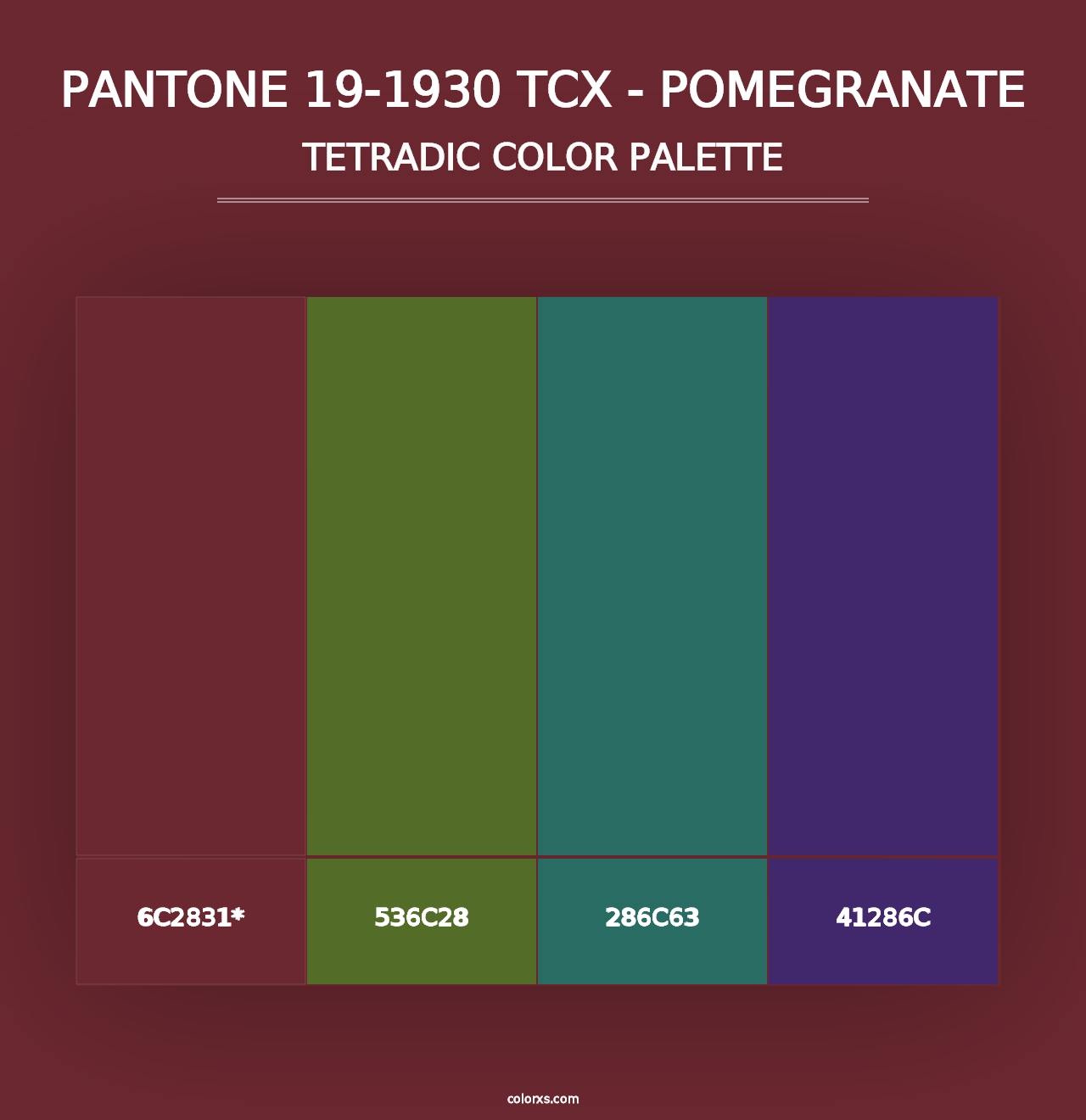 PANTONE 19-1930 TCX - Pomegranate - Tetradic Color Palette