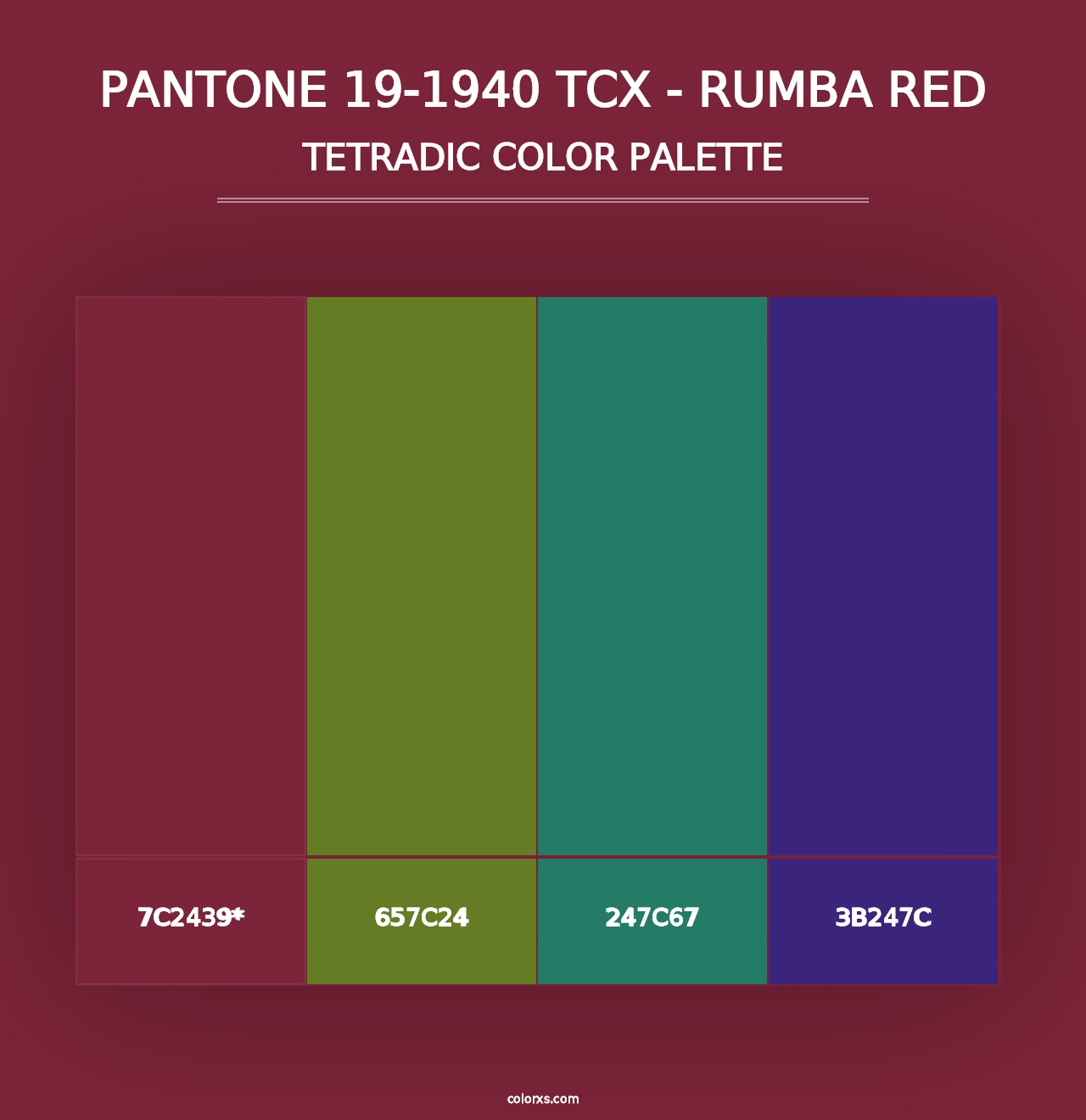 PANTONE 19-1940 TCX - Rumba Red - Tetradic Color Palette