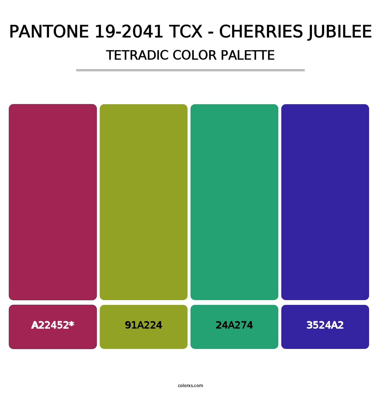 PANTONE 19-2041 TCX - Cherries Jubilee - Tetradic Color Palette