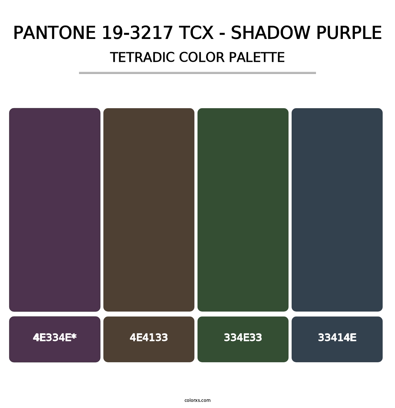 PANTONE 19-3217 TCX - Shadow Purple - Tetradic Color Palette