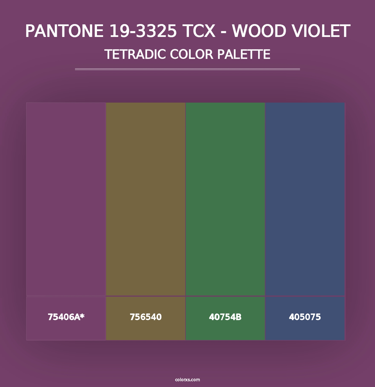 PANTONE 19-3325 TCX - Wood Violet - Tetradic Color Palette