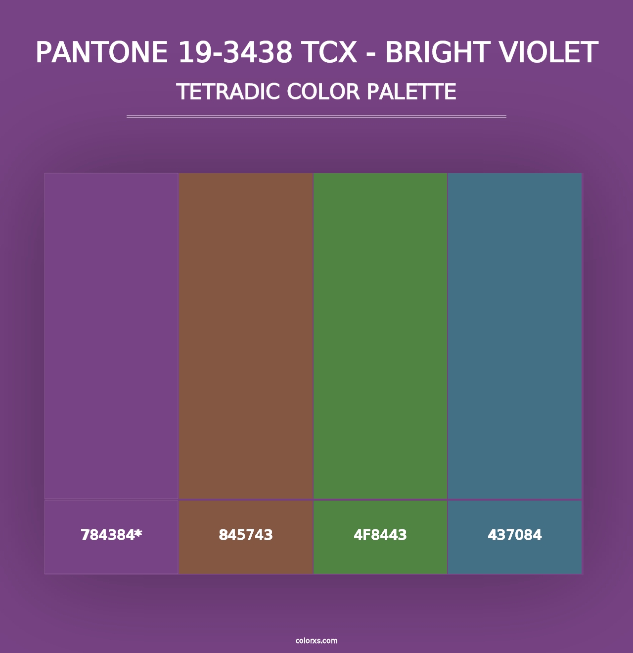 PANTONE 19-3438 TCX - Bright Violet - Tetradic Color Palette