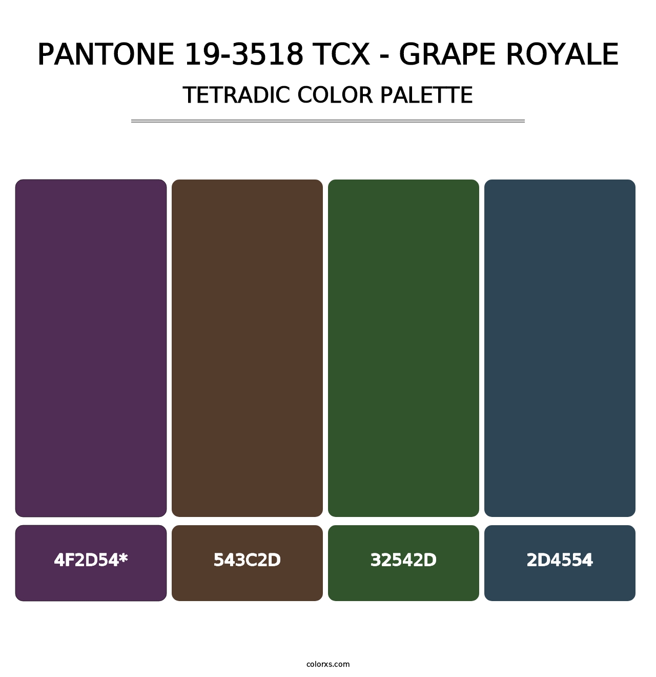 PANTONE 19-3518 TCX - Grape Royale - Tetradic Color Palette