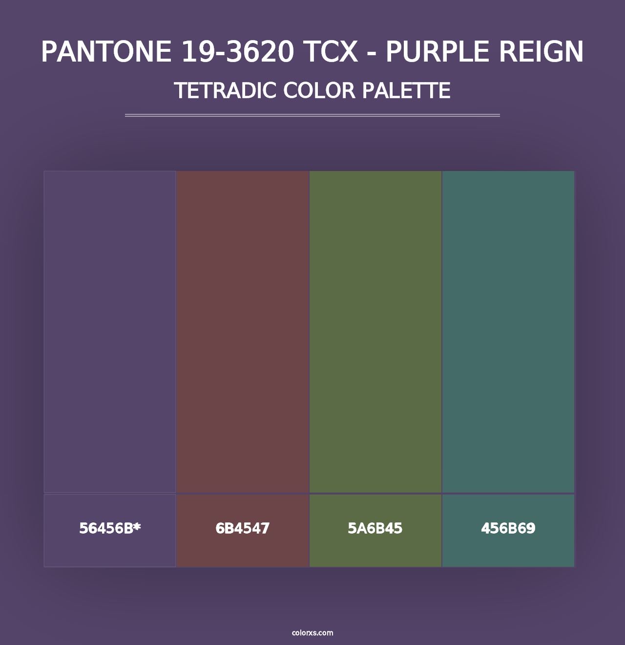 PANTONE 19-3620 TCX - Purple Reign - Tetradic Color Palette