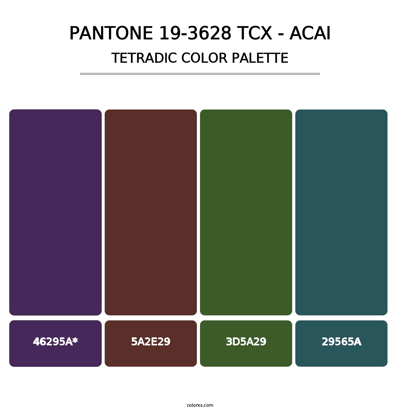 PANTONE 19-3628 TCX - Acai - Tetradic Color Palette