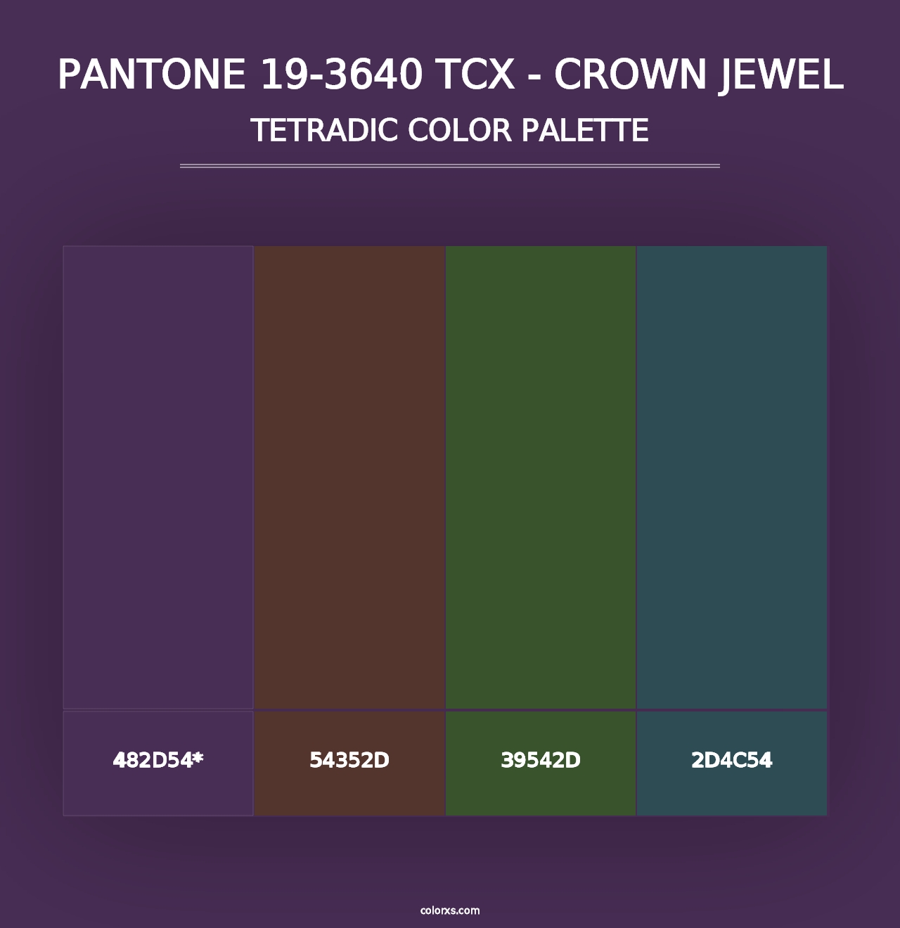 PANTONE 19-3640 TCX - Crown Jewel - Tetradic Color Palette