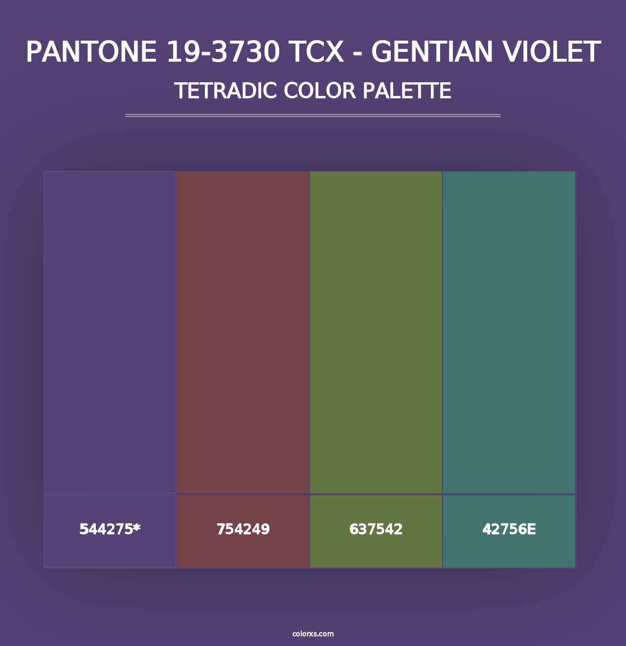 PANTONE 19-3730 TCX - Gentian Violet - Tetradic Color Palette