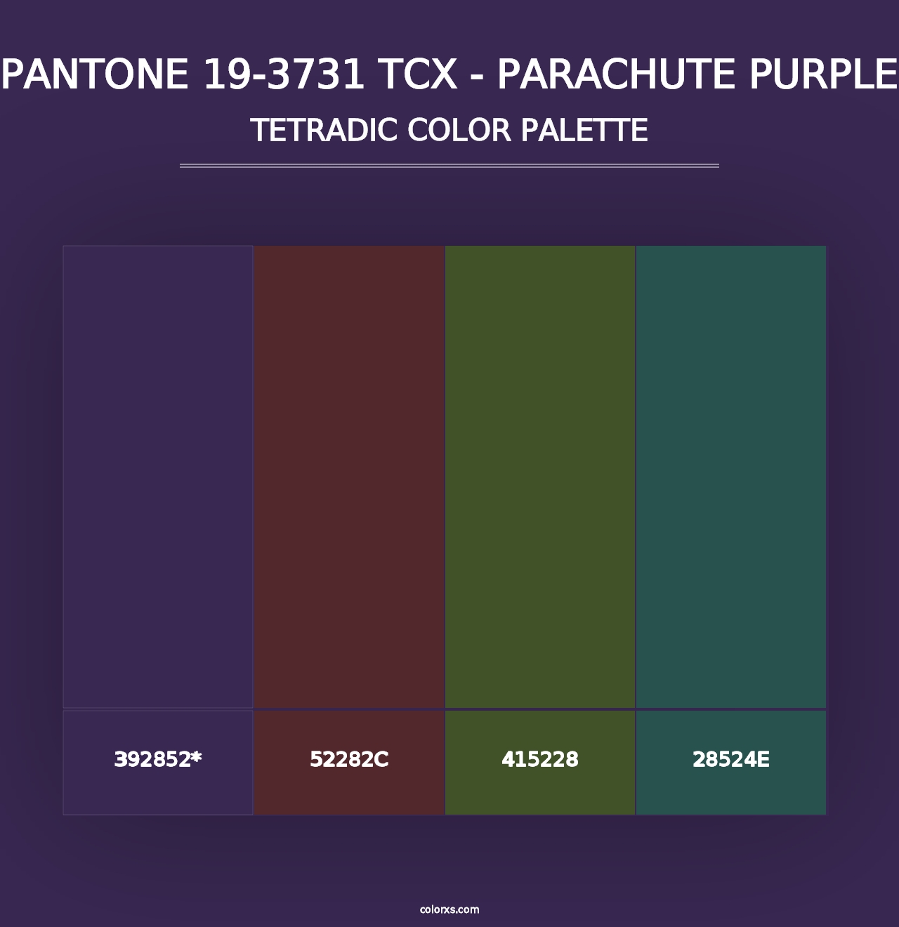 PANTONE 19-3731 TCX - Parachute Purple - Tetradic Color Palette