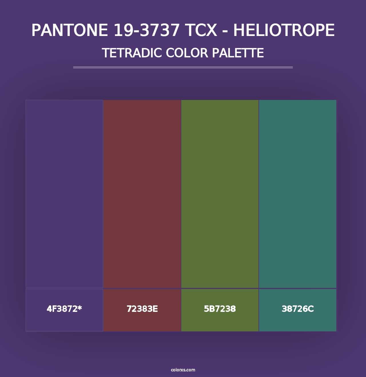 PANTONE 19-3737 TCX - Heliotrope - Tetradic Color Palette