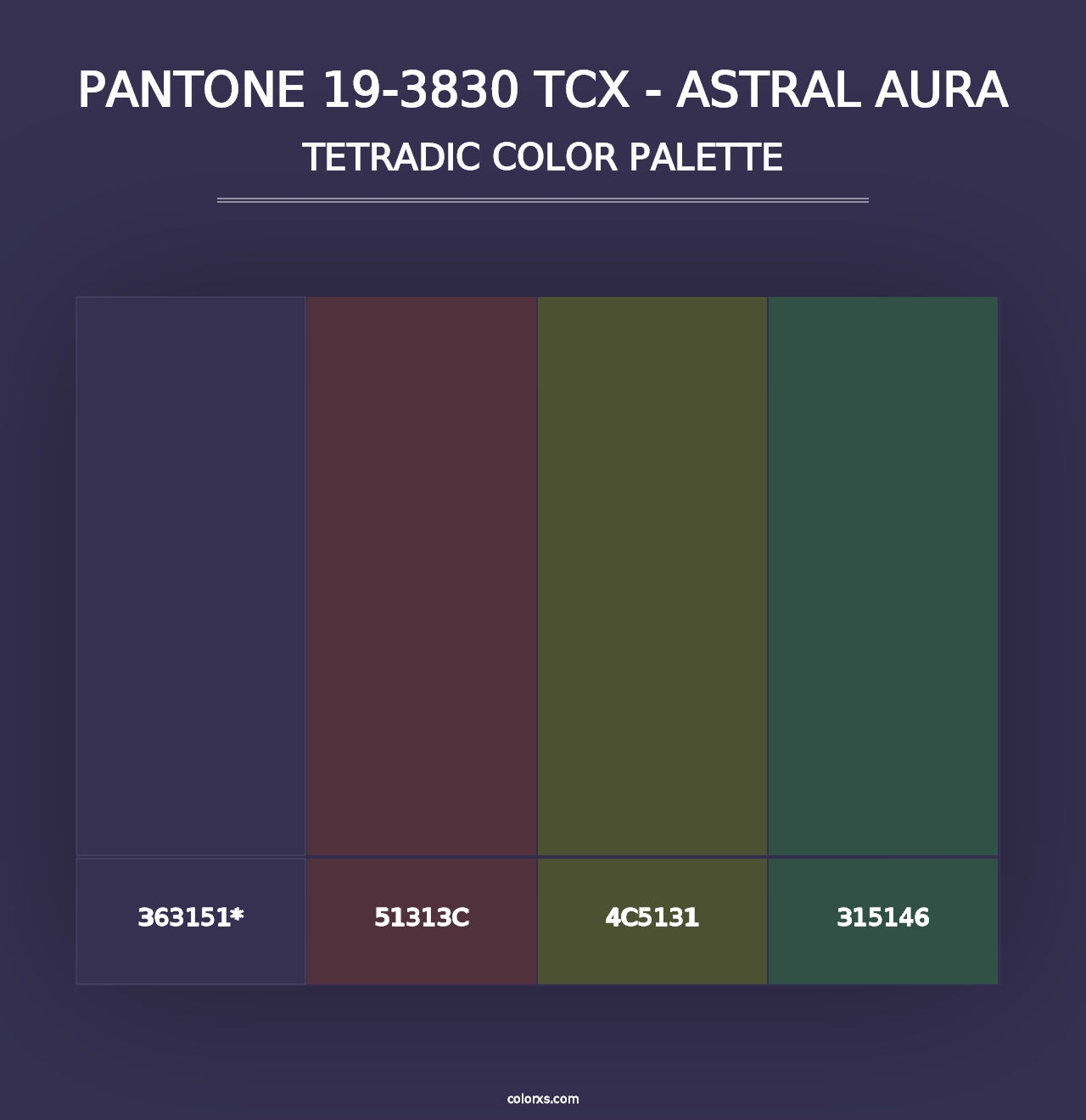 PANTONE 19-3830 TCX - Astral Aura - Tetradic Color Palette