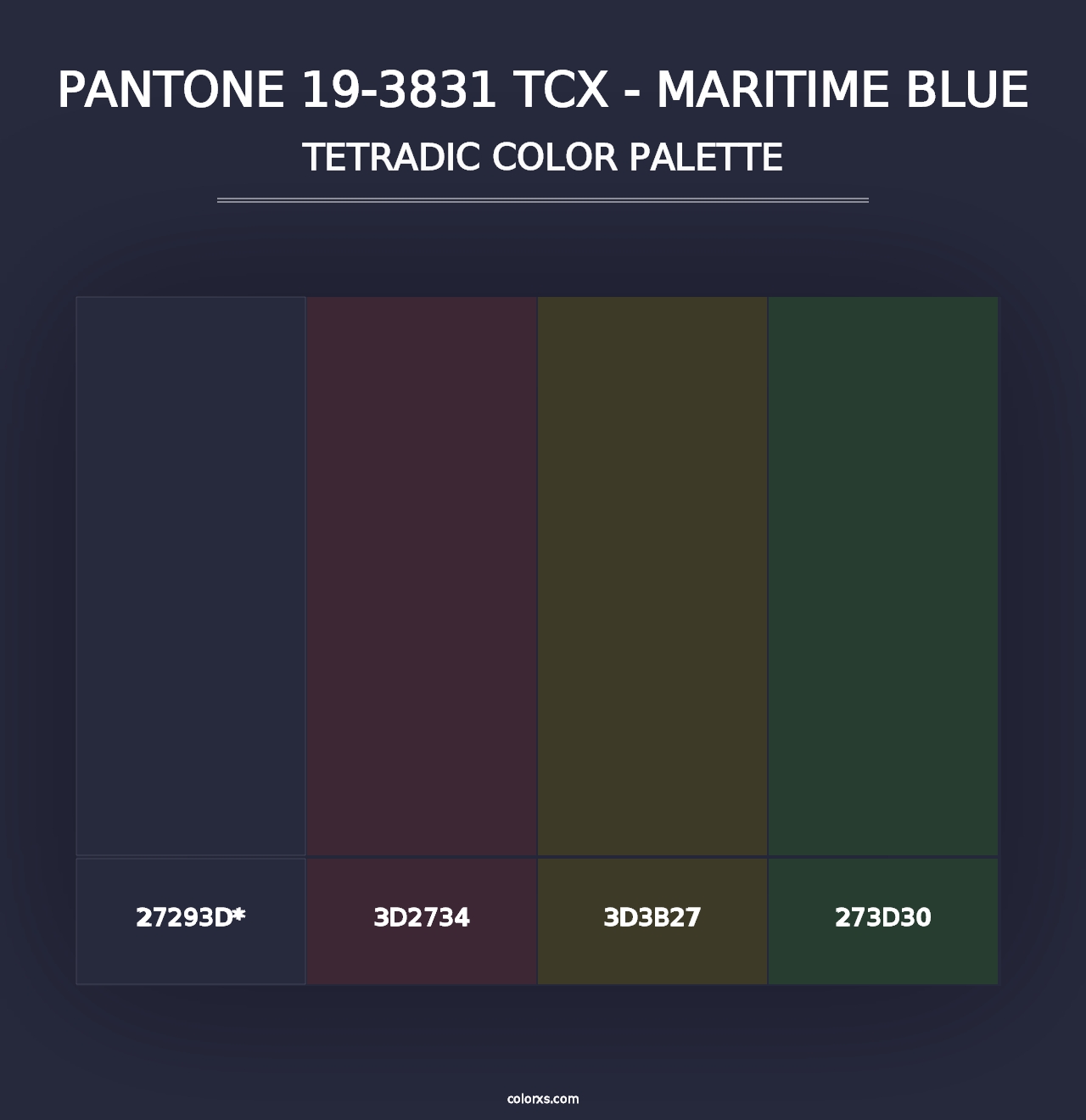 PANTONE 19-3831 TCX - Maritime Blue - Tetradic Color Palette