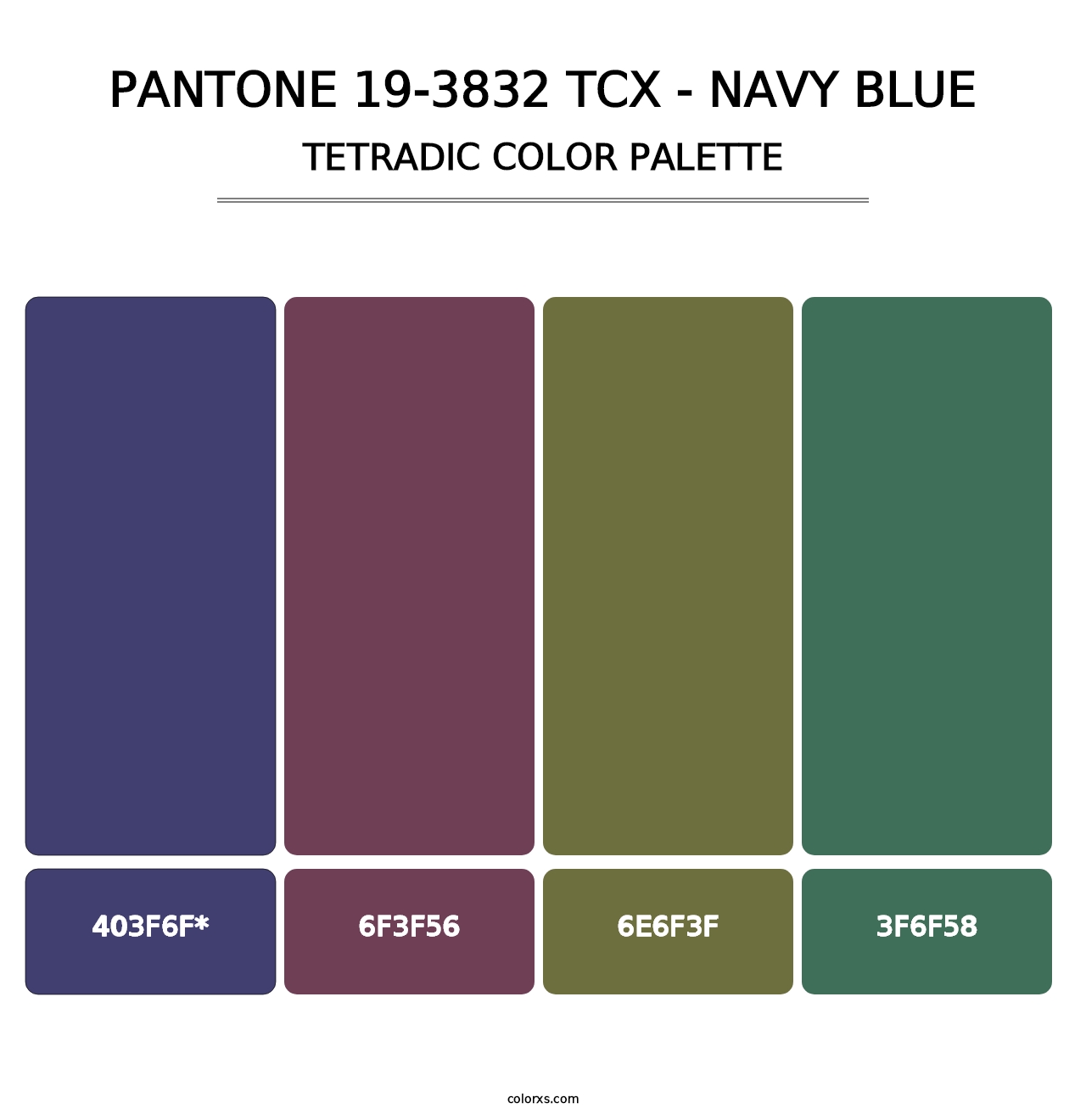PANTONE 19-3832 TCX - Navy Blue - Tetradic Color Palette