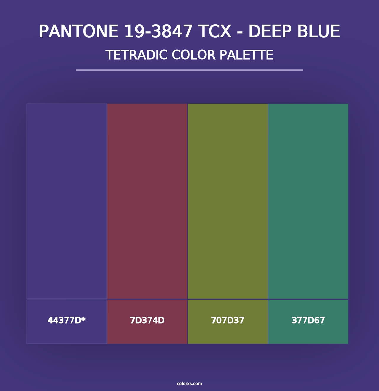 PANTONE 19-3847 TCX - Deep Blue - Tetradic Color Palette