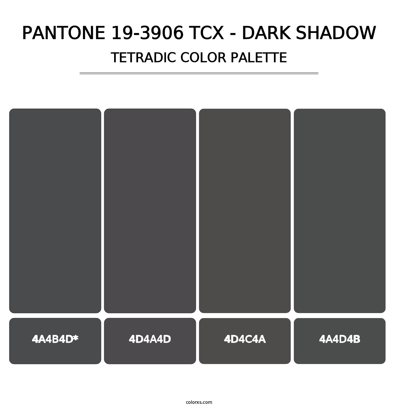 PANTONE 19-3906 TCX - Dark Shadow - Tetradic Color Palette