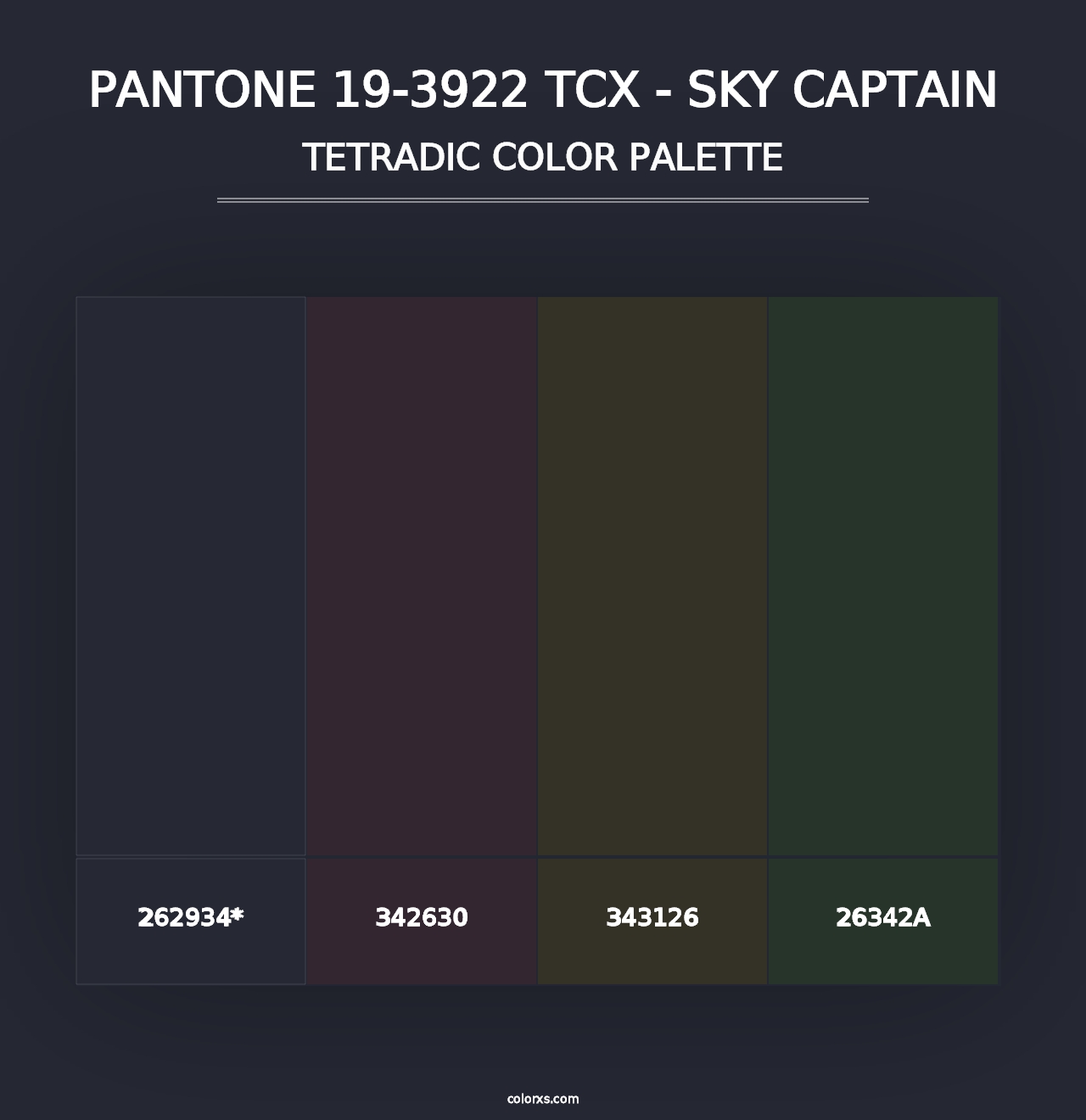 PANTONE 19-3922 TCX - Sky Captain - Tetradic Color Palette