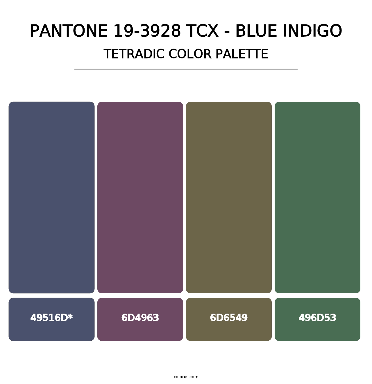 PANTONE 19-3928 TCX - Blue Indigo - Tetradic Color Palette