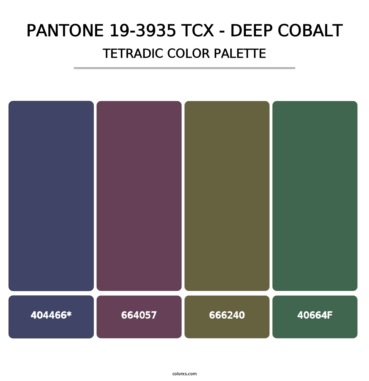 PANTONE 19-3935 TCX - Deep Cobalt - Tetradic Color Palette