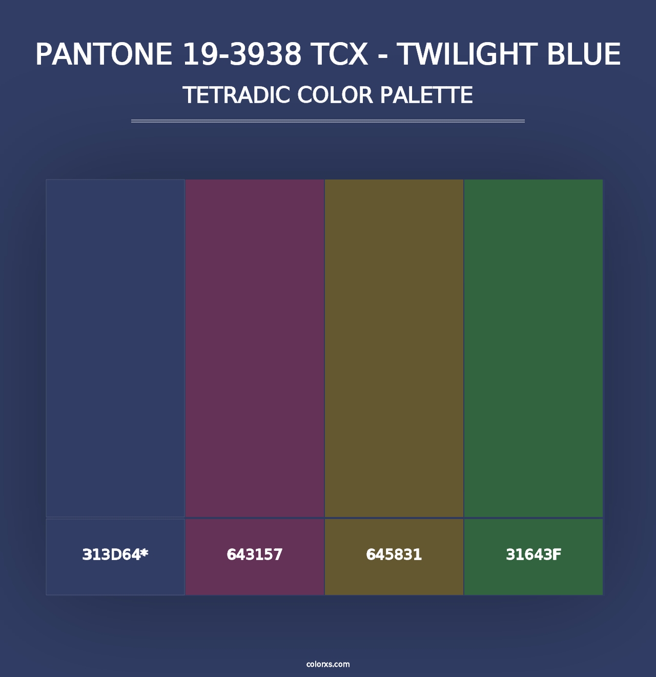 PANTONE 19-3938 TCX - Twilight Blue - Tetradic Color Palette