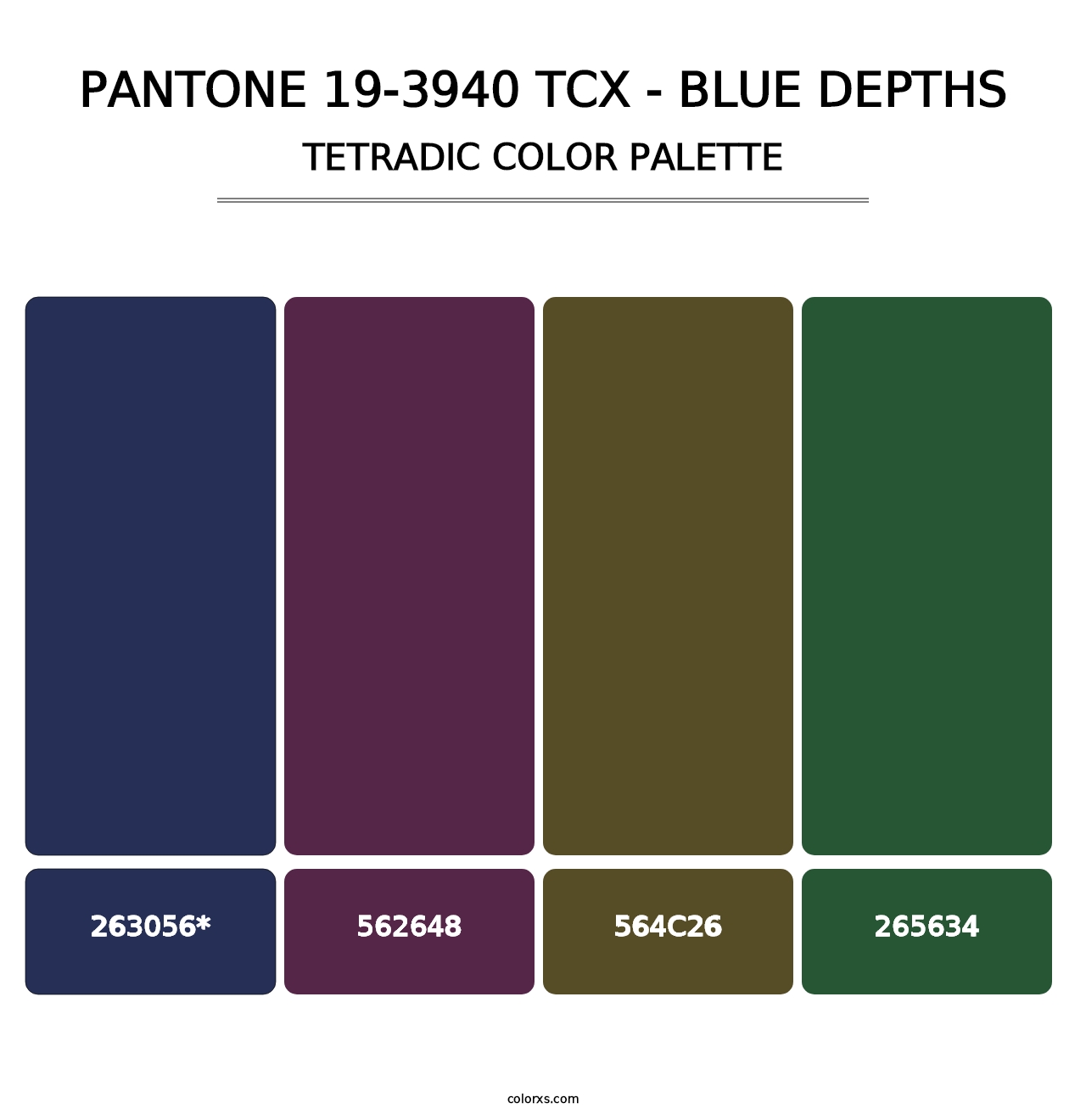 PANTONE 19-3940 TCX - Blue Depths - Tetradic Color Palette