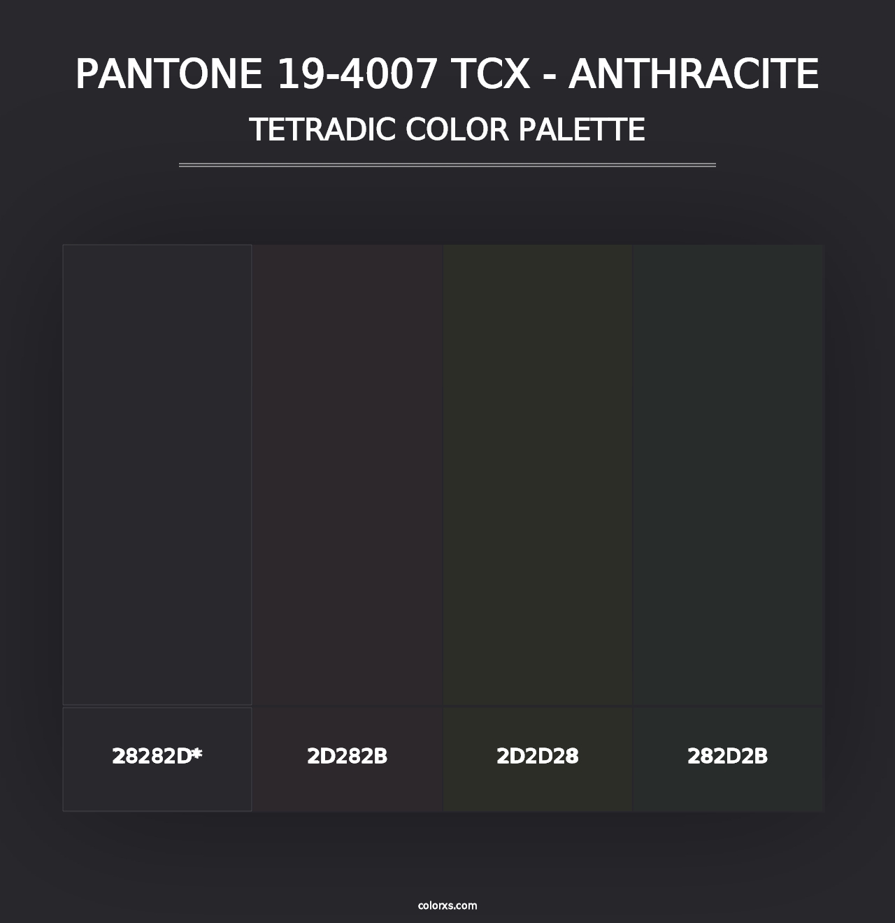 PANTONE 19-4007 TCX - Anthracite - Tetradic Color Palette