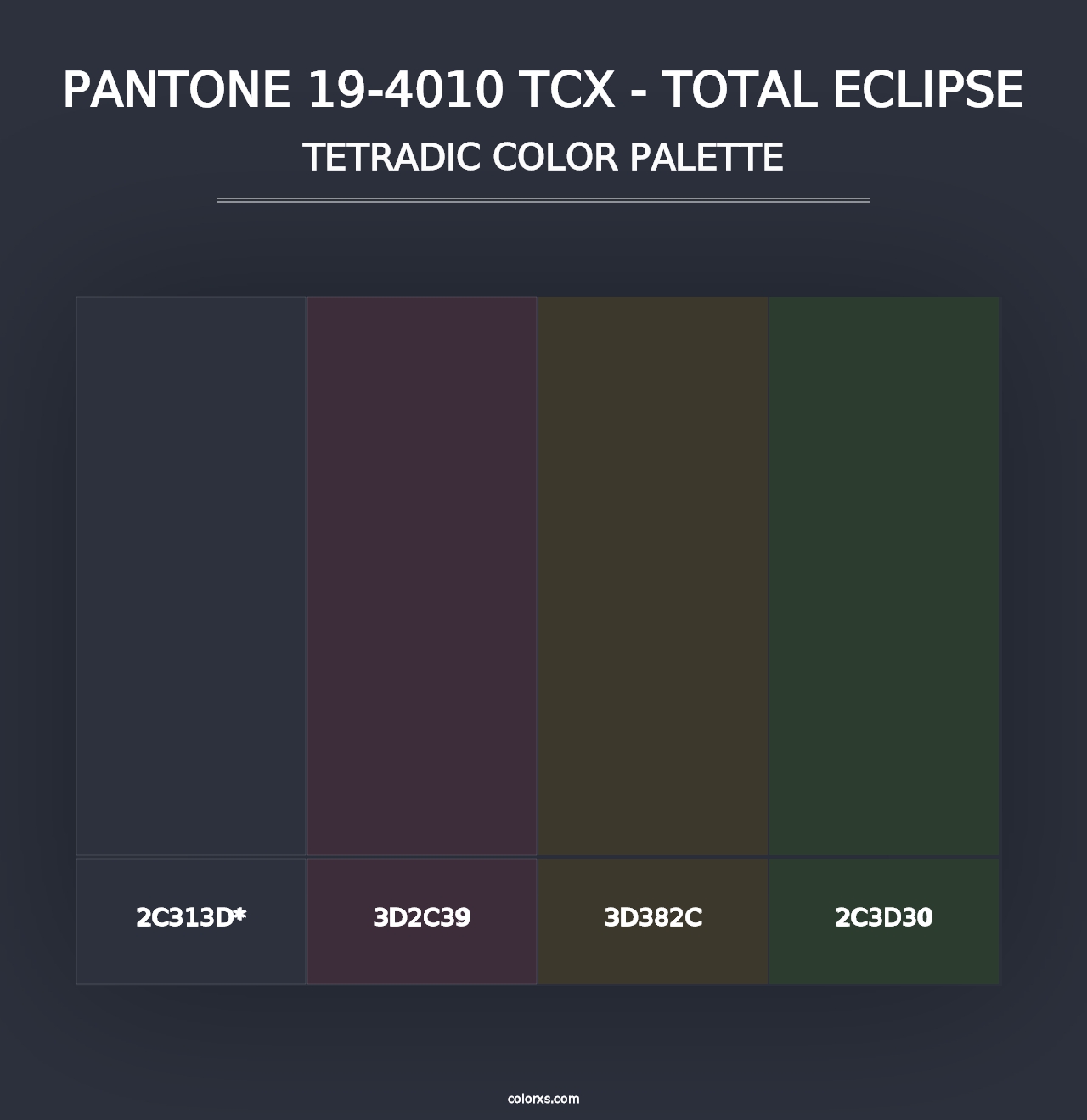 PANTONE 19-4010 TCX - Total Eclipse - Tetradic Color Palette