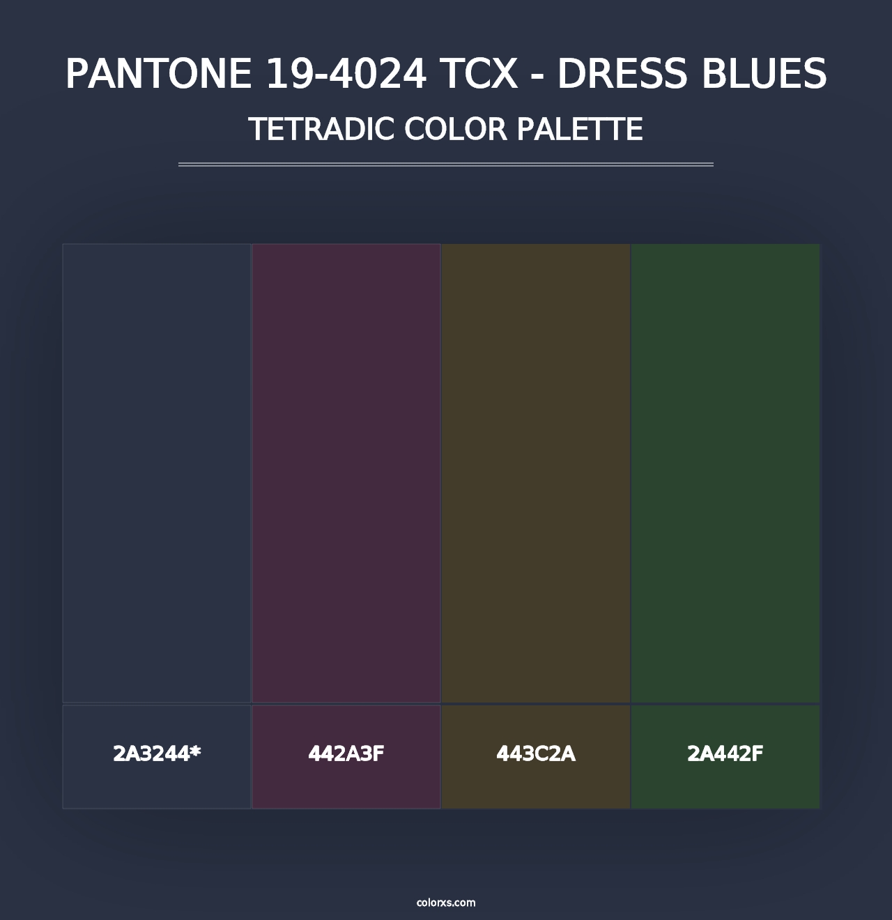 PANTONE 19-4024 TCX - Dress Blues - Tetradic Color Palette