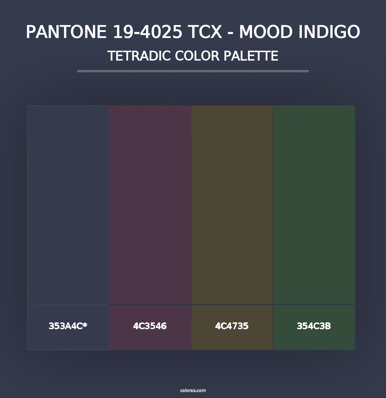 PANTONE 19-4025 TCX - Mood Indigo - Tetradic Color Palette