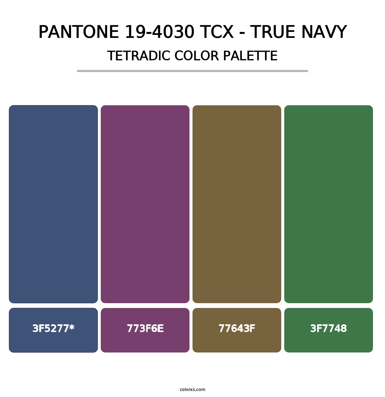 PANTONE 19-4030 TCX - True Navy - Tetradic Color Palette